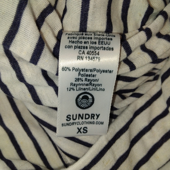 New Sundry Linen Blend Ruched Side Tie Blue & White Body-con Skirt Size XS - Picture 7 of 9